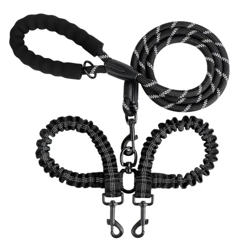 Dog Double Leashes Elastic Rope