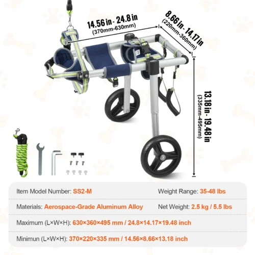 2 Wheels Dog Wheelchair